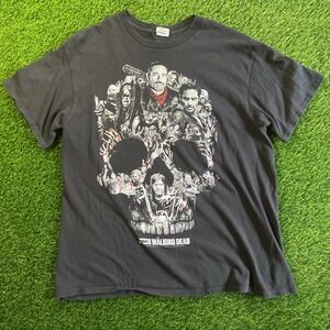 The Walking Dead Negan Skull Characters Shirt Black 2016 AMC Men's Size Large